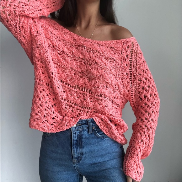 Free People Tops - Free people oversized crochet sweater L